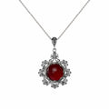 Carnelian Gemstone Floral Design Women Silver Pendant