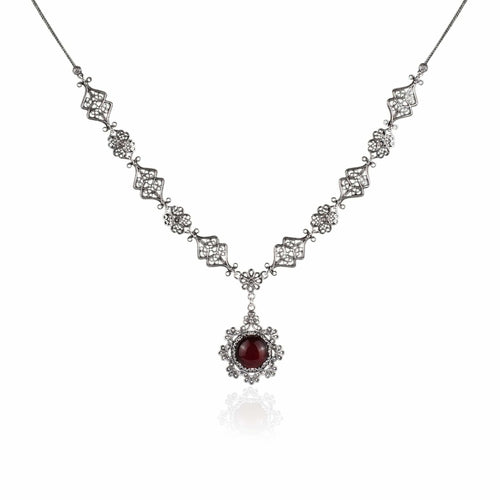 Carnelian Gemstone Silver Choker Necklace