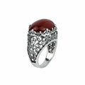 Filigree Art Carnelian Gemstone Women Silver Dome Statement Ring