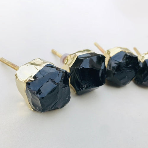 Set of 6 Large Black Obsidian Glass Classic Vintage Finish Cabinet